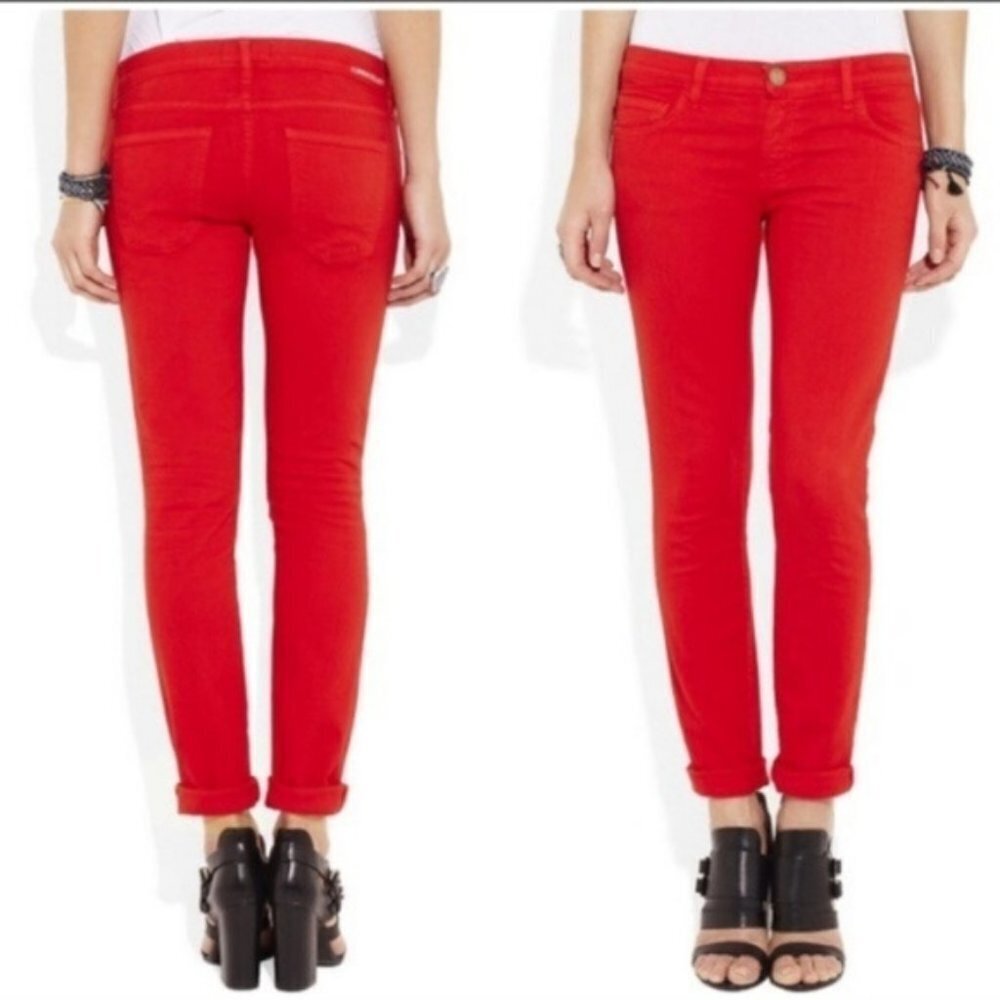 Current/Elliott The Rolled Skinny Caution Red‎ Jean